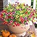 HyeFlora Artificial Faux Outdoor Flowers Plants for Summer Outside Decoration, 14 Bundles Fake Silk Colorful Daisy Ferns UV Resistant Realistic for Front Door Porch Planter Patio Yard