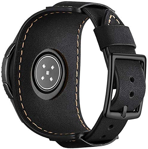BIFOLEN Compatible with Samsung Galaxy Watch 46mm / Gear S3 Frontier / Classic Nostalgia Bands ?22mm Leather Cuff Bracelet Replacement Strap (Stainless Steel Buckle for Men and Women) (Black)