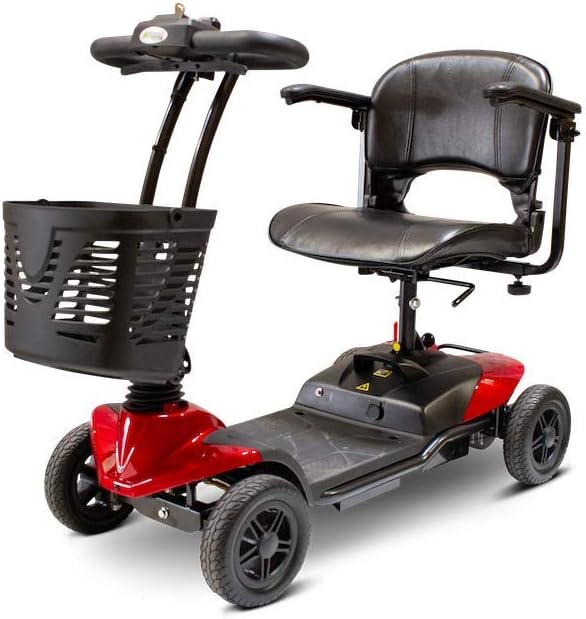 EWheels Medical EW-M35 Lightweight 4-Wheel Mobility Scooter, Electric Wheelchairs for Adults, Extended Range Battery with Charger and Basket, Max Speed 4 Mph, L39.4"W20"H35" (RED) : Health & Household