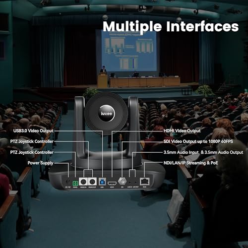 Image of AI Auto Tracking PTZ Camera 3G-SDI /USB3.0 /HDMI /LAN PoE 30X Optical and 8X Digital Zoom Live Streaming Camera 1080P 60FPS for Church Services Worship Education Events vMix OBS YouTube