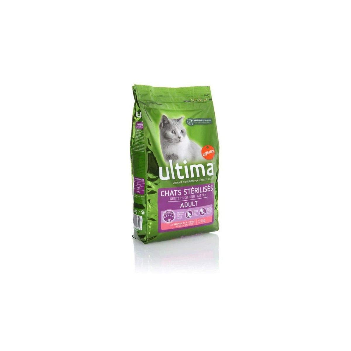 ultima Gatos stérilisés salmón y Cebada 1,5 kg – Pack de 4