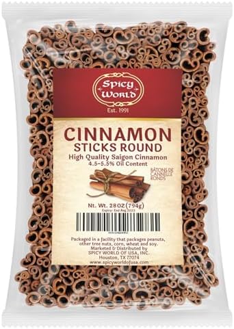 Spicy World Cinnamon Sticks 1.75 Pound Bulk Bag - 150 to 175 Sticks - Strong Aroma, Perfect for Baking, Cooking & Beverages - 3+ Inches Length - Cassia Saigon Cinnamon from Vietnam 28 Oz