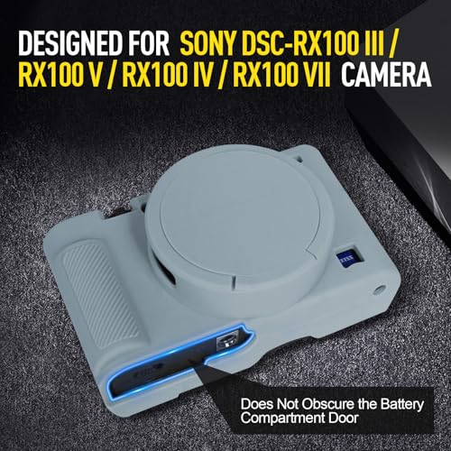 Image of Easy Hood Case for Sony DSC-RX100 IV V VI VII DSLR Camera, Silicone Camera Case Lightweight Soft Carrying Cover with Removable Lens Cover (Light Grey)