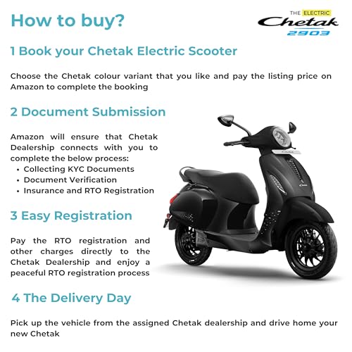 Image of Chetak 2903 by Bajaj Auto High Speed Electric Scooter Black with Charger Ex-Showroom