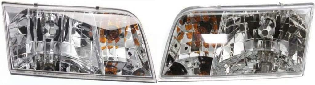 Replacement New Headlight Assembly For Ford Crown Victoria 1998 To 2001 Front Left Driver And Right Side Halogen Clear Lens FO2502200 FO2503200 3W7Z13008AB 3W7Z13008AA
