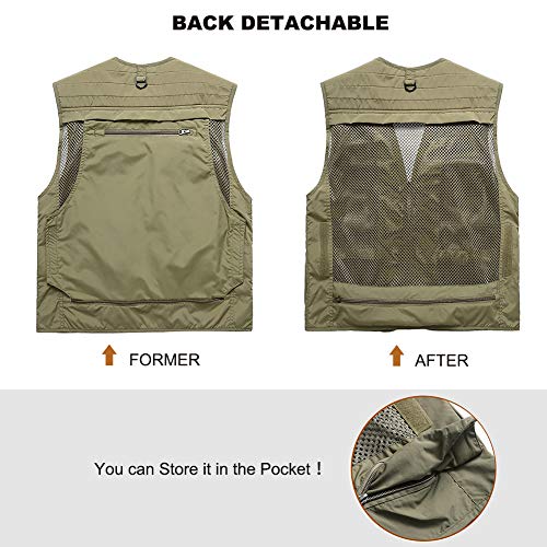FEOYA Men Fishing Vest Multi Pockets Zipper Lightweight Plus Vest for Photography Climbing Hiking - Image 5