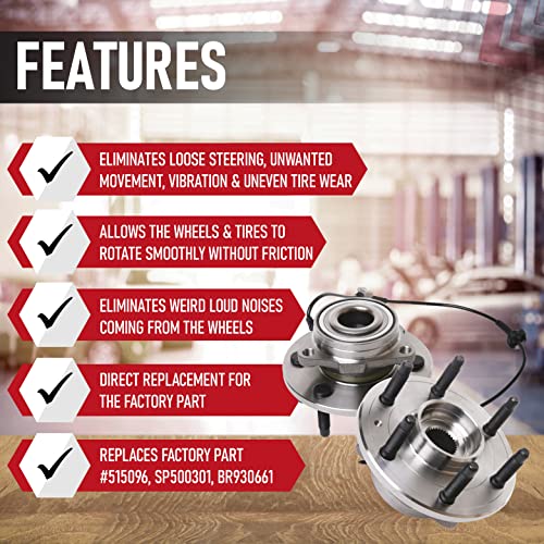 Image of Front Wheel Hub Bearing Set of 2-4WD Compatible with Chevy, Cadillac, GMC - Escalade, Avalanche, Silverado 1500, Suburban, Tahoe, Sierra 1500, Yukon XL - Replaces 515096, 930-611, 10393171, 22841381