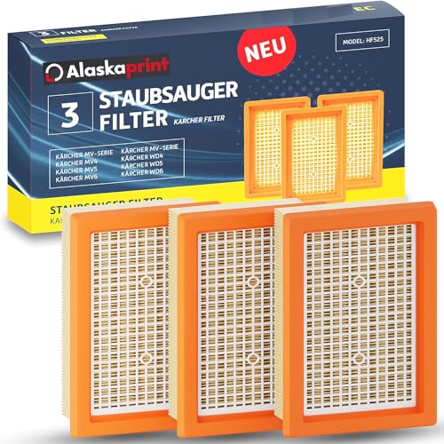 3 filtros de repuesto para Kärcher WD5 Filtros compatibles con WD5 WD4 WD6 MV4 MV5 MV6 Kärcher WD 6 P Premium Reemplazo para 2.863-005.0 y KFI 4410 contra polvo fino y olores