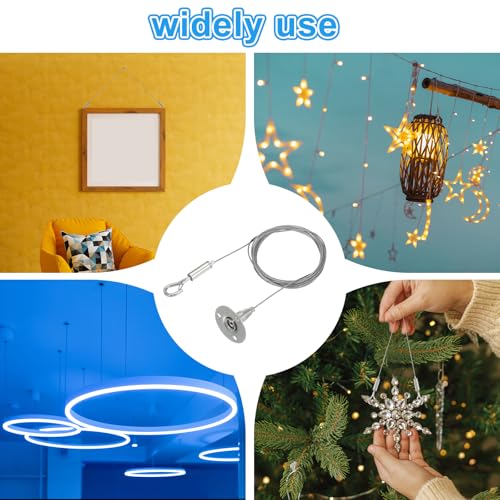 Image of MECCANIXITY 300 x 1.5mm Adjustable Hanging Wires Kit, Heavy Duty Stainless Steel Wire Rope with Single Hooks for Picture Photo Light LED Screen Curtain Billboards DIY Mounting Clamp Pack of 2