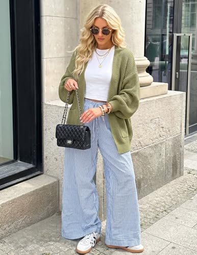 Image of MEROKEETY Long Sleeve Oversized Cardigan Sweaters for Women | Fall Winter Sweaters, Open Front, Chunky Knit, 2026 Casual Work Outerwear with Pockets