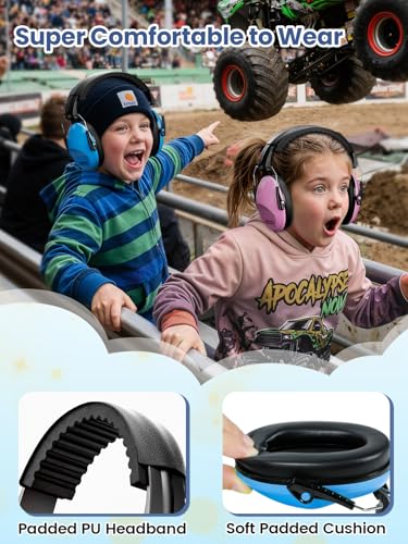 Image of Dr.meter Ear Muffs for Noise Reduction: EM100 27.4SNR Kids Noise Cancelling Headphones with Adjustable Headband - Adults Kids Ear Protection for Monster Truck Concert Autistic Sensory 2PACK