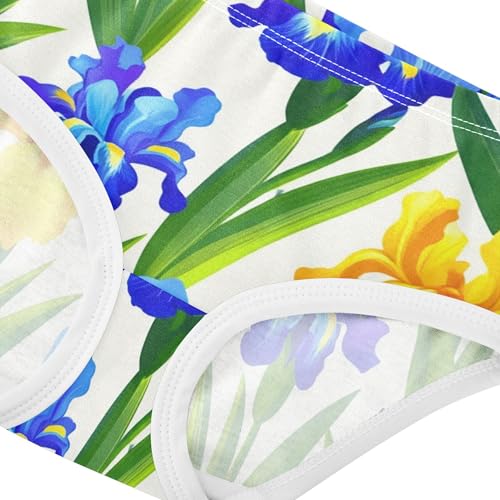Blue Yellow Irises Green Leaves Panties Little Girl Girls Underwear Toddlers Cotton Flower Kids Undies Briefs 2t4