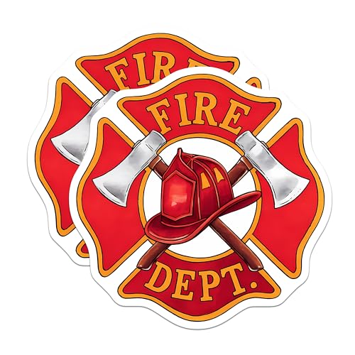 (2 Pack) Firefighter Badge Magnets - Fire Dept Logo - Fire Rescue Team- 5