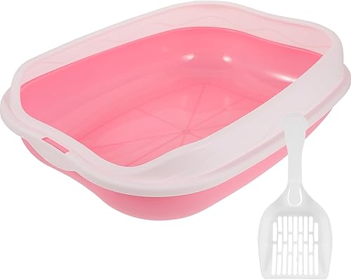 Mipcase 1 juego de caja de arena para gatos de plástico rosa gatito