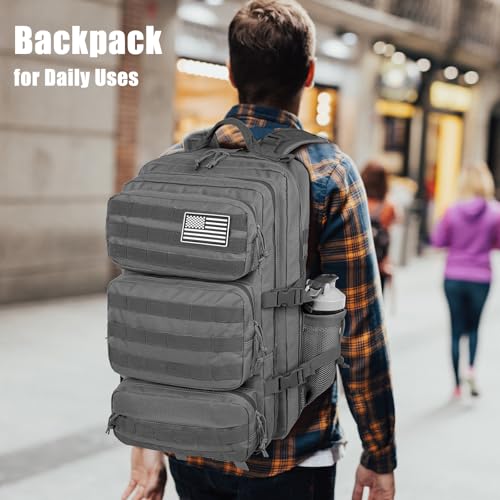 Image of Military Tactical Backpack 50L Large Day Backpack for Men Molle Army 3 Days Assault Pack Bug Out Bag Water Resistant and Heavy Duty Hiking Treeking Rucksack - Grey