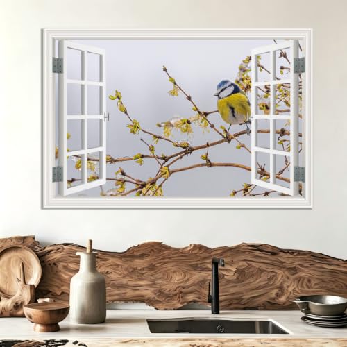 Cuadro lienzo efecto ventana de montañas nevadas 20x30cm para decoración moderna 3