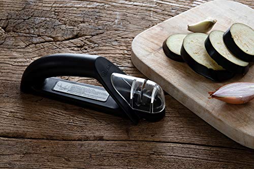 Robert Welch Hand-Held Knife Sharpener. Multi Award Winning Design - The Ceramic Wheel Sharpens Blades to Exact 15° Angle. 10 Year Guarantee.