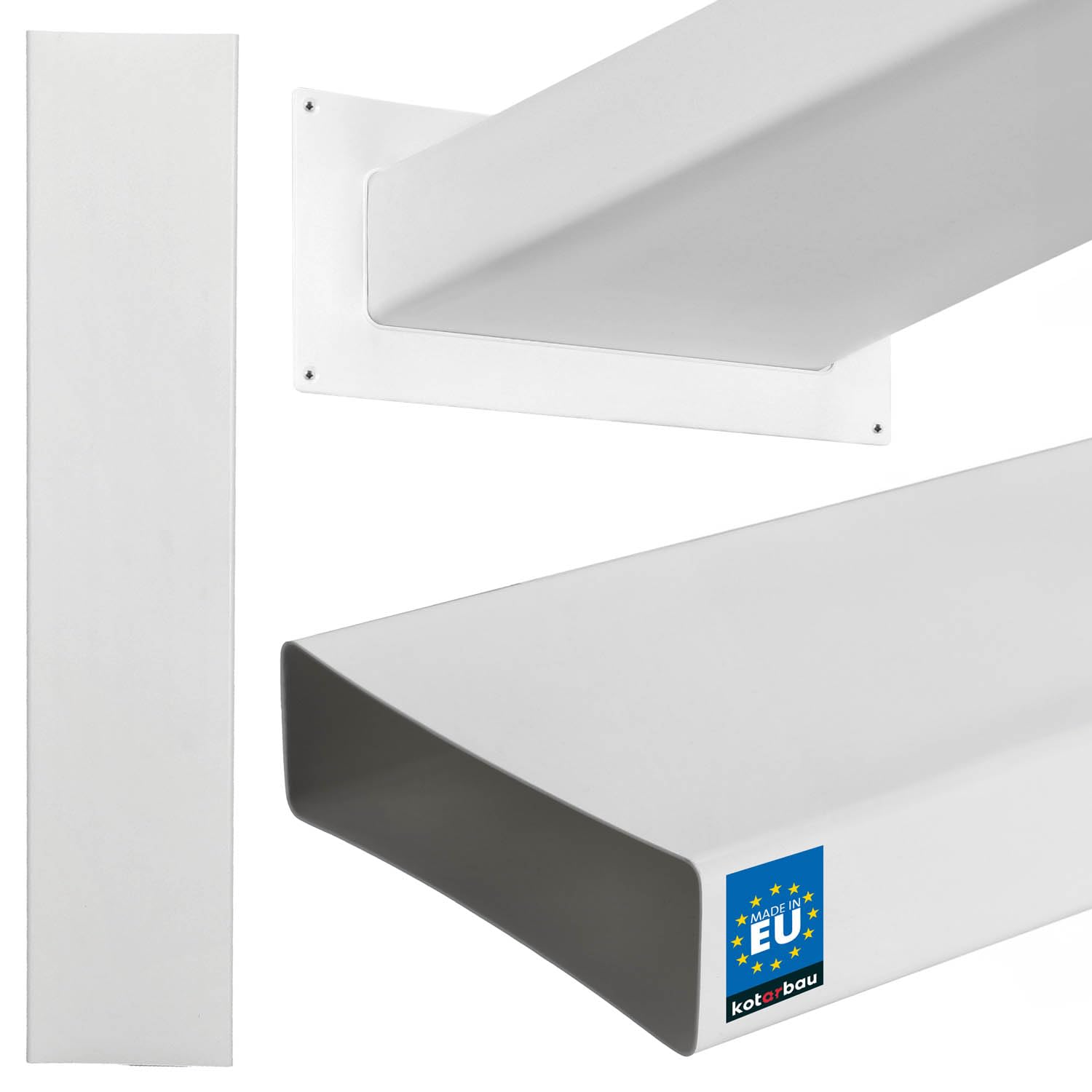 Kotarbau 100 Cm Kotarbau® Flat Duct 204 Mm X 60 Mm Plastic Ventilation Duct Length Efficient Flat Duct System For Optimal Ventilation Flat Duct Exhaust Duct Extractor Hood White