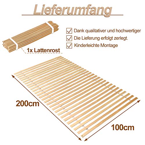 Randaco Lattenrost Lattenroste 90 x 200 cm Lattenrahmen Selbstmontage Birkenholz Rolllattenrost Möbel Komfort klappbar mit 28 Leisten Belastbar bis ca. 150 kg – Bild 6