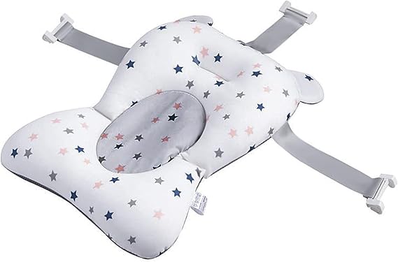 Baby Bath Cushion Pad Newborn Bath Bed Adjustable Baby Shower Mat Non-Slip Soft Mesh Padded Infant Bathtub Support Foldable Baby Bath Seat Back Body Pillow Infant Bather Floating Pad, 0-12 Months