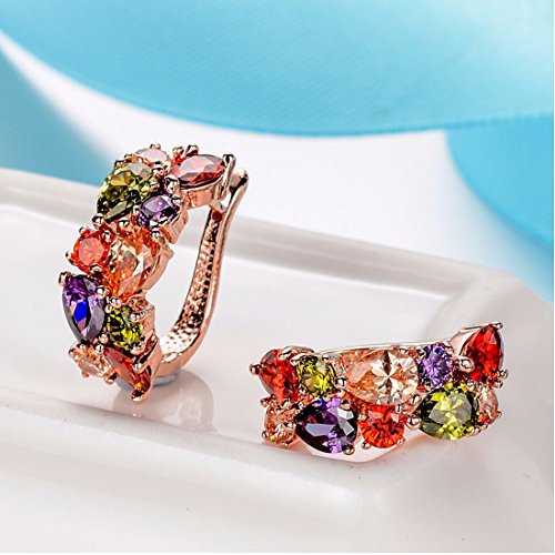 18K White Gold Plated Cubic Studs Crystal Zirconia Stone Crystal Fashion Hoop Earrings For Women Girls #TOP4