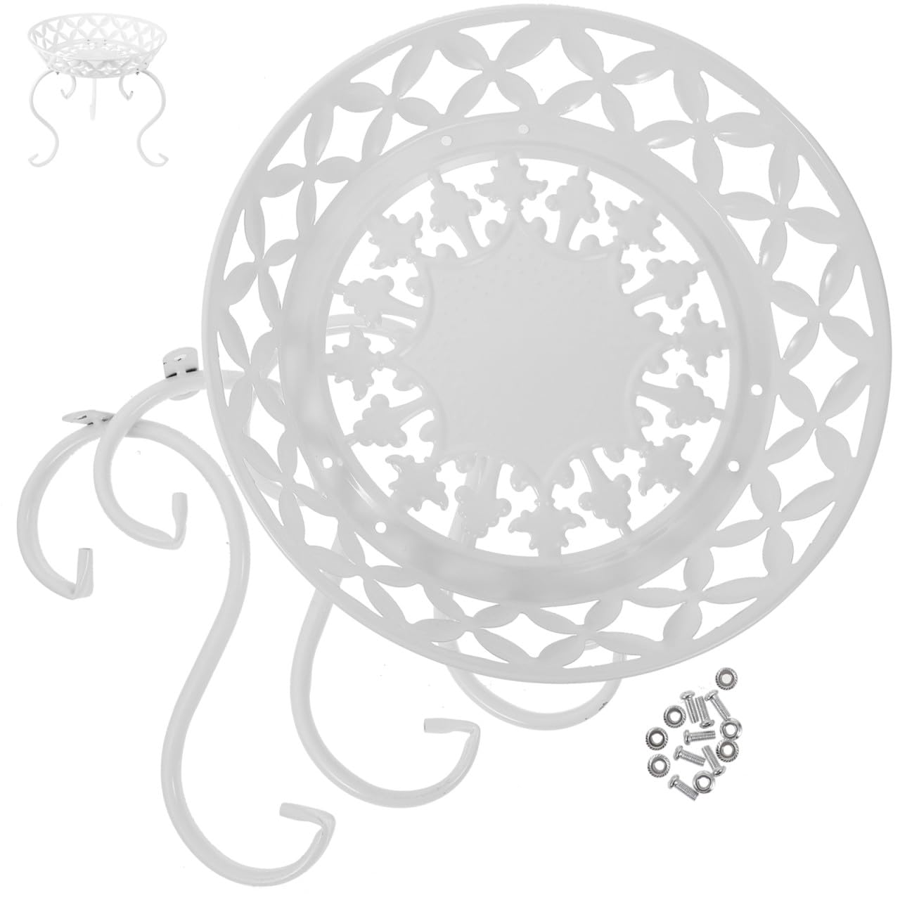 Mikikit Soporte de Hierro para Macetas Estilo Europeo, 1 Juego | Blanco, Uso en Cocina E Interior, Carga Alta, Decoración para Florero y Planta, Amantes de Flores