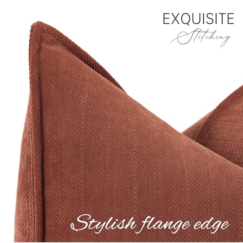 ZWJD Rust Throw Pillow Covers 24x24 Set of 2 Chenille Fall Pillow Covers with Elegant Design Soft and Luxurious Decorative Throw Pillows for Couch, Bed, and Home Decor