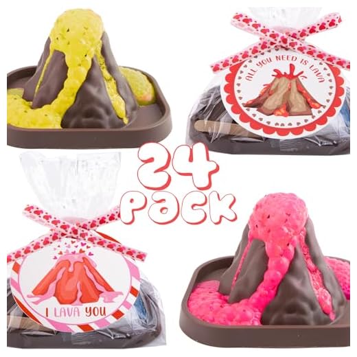 Valentines Day Gifts for Kids - 24 Pack Erupting Volcano Science Kit with Valentine's Cards, STEM Projects Educational Toys for Boys Girls Toddler Classroom Exchange School Activities Party Favors