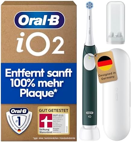 Oral-B iO Series 2 Elektrische Zahnbürste, Grün | Inkl. 1 Aufsteckbürste, Reise-Etui, GUT GETESTET von STIFTUNG WARENTEST, Electric Toothbrush mit 3 Putzmodi für Zahnpflege