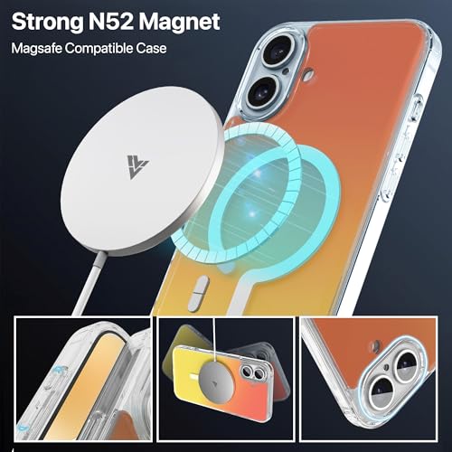 Image of eller sante Eternity Magpro Back Cover Case for iPhone 16 Plus Scratch Resistant Acrylic Camera Lens TPU Shockproof Support Mag-Safe Wireless Charging- Yellow & Orange