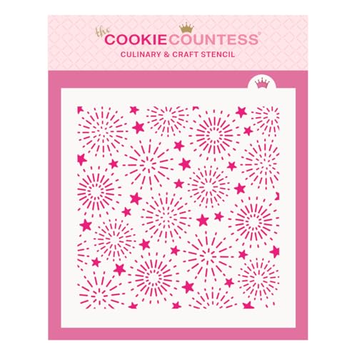 The Cookie Countess Festive Fireworks Pattern Stencil