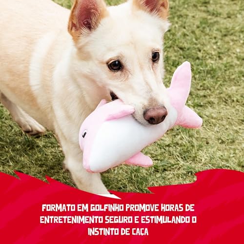 Germanhart Brinquedo Pelúcia Golfinho Rosa para Cães