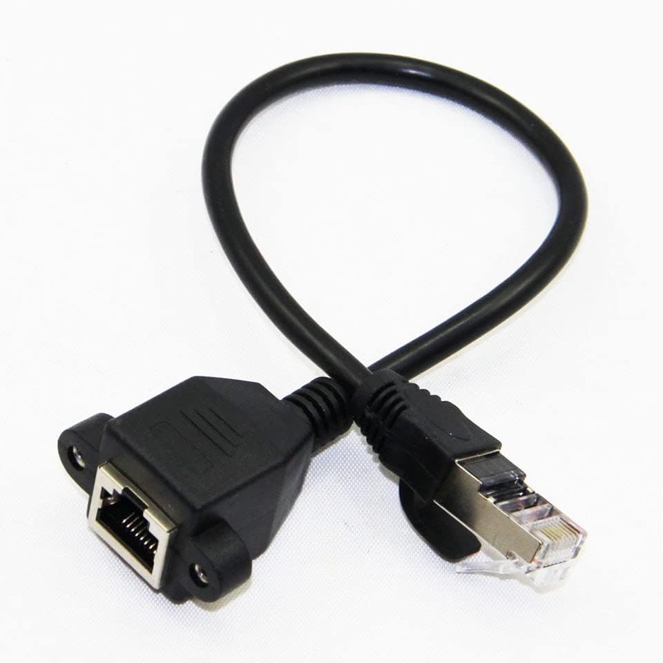 Image of SANCY 1.5 Meter RJ45 Ethernet Cable - Male to Female Screw Panel Mount, 8-Pin Extension, Pure Copper Shielded, LAN Network Cable for Wall Mounting