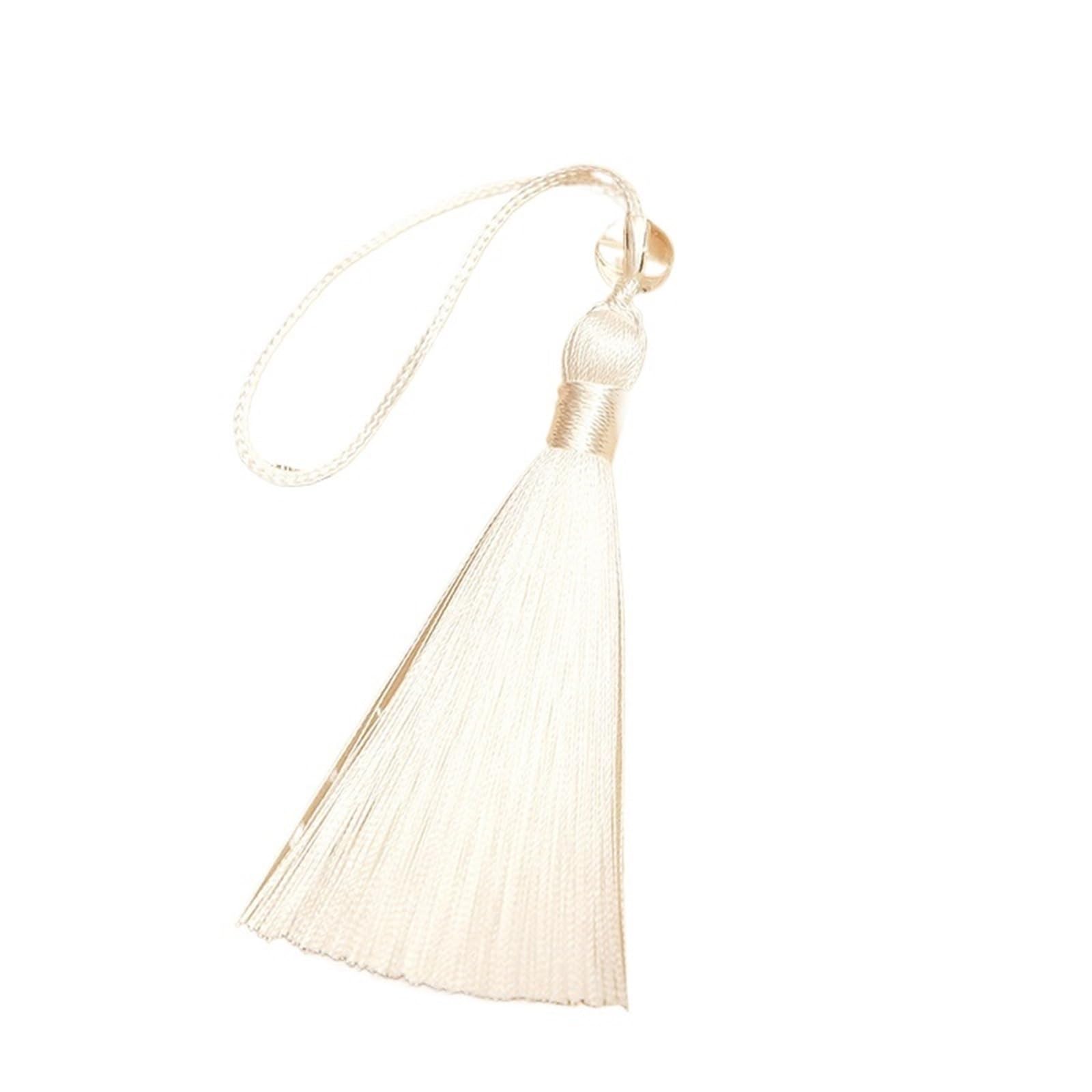 Mini Tassels for Crafts 80pcs Silky Tassel Soft Mini With Jade Beads For DIY Jewelry Making Bookmarks Decor(White)
