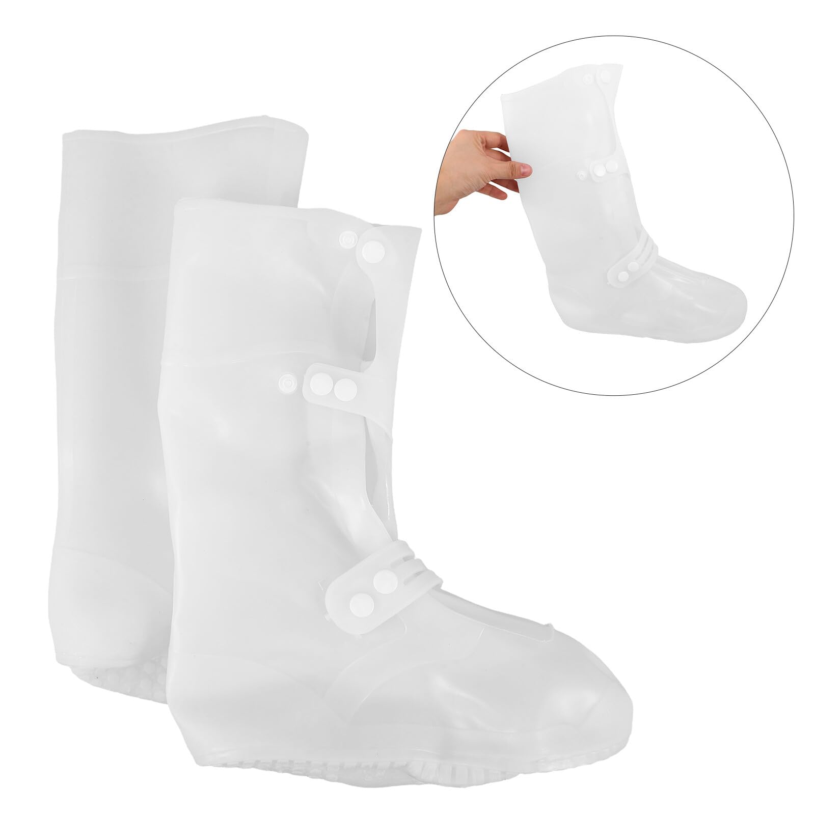 Abaodam Guêtres de Randonnée Imperméables en PVC Blanc, Couvre-Chaussures Désert Réglables, Protection Antidérapante pour Chaussures de Randonnée en Plein Air