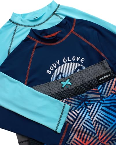 Image of Body Glove Boys Swim Set - 4 Piece UPF 50+ Swim Trunks and Rash Guard for Boys Kids Swimwear Set (Sizes: 4-12)