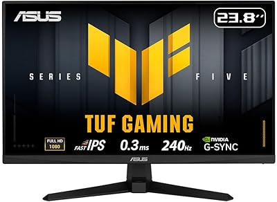 ASUS TUF Gaming VG249QM5A Monitor Full HD 24 pollici (240 Hz, 0,3 ms GtG, Adaptive Sync, FreeSync Premium, Fast-IPS, 16:9, 1920 x 1080, DisplayPort, HDMI, Speaker)