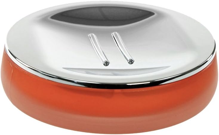 Gedy Tiglio Round Thermoplastic Resins Soap Dish in Glass, Orange