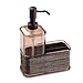 InterDesign Twillo Organizador de cocina, dispensador de jabón líquido grande en plástico con esponjero para fregaderos de cocina, bronce