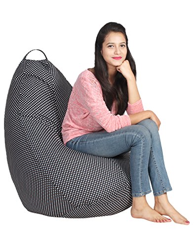 Image of Sattva Classic Polka Party XXXL Bean Bag Cover Without Beans - Black Polka
