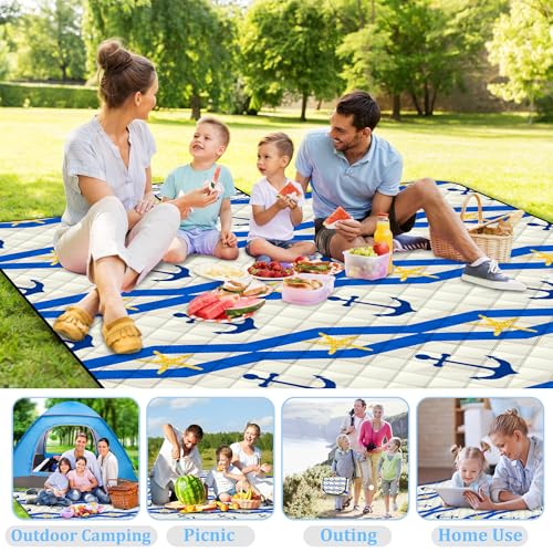 Poedist Extra Large Picnic Blanket Waterproof,80"x 80"Foldable Machine Washable Beach Blanket,Outdoor Blanket for 6-8 Adults,Suitable for Indoor Crawling,Park Beach,Camping,Hiking,Family Travel(Boat) - image 5
