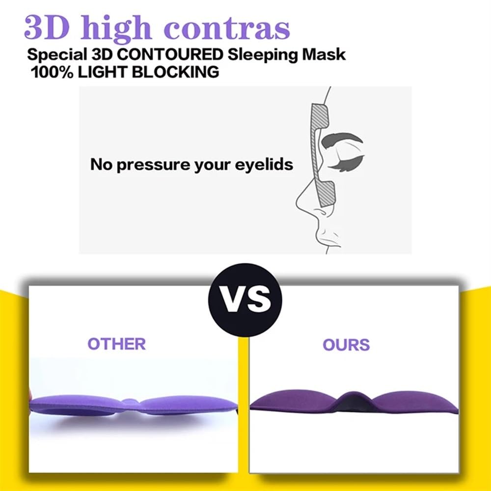 Máscara de dormir 3D que bloquea la luz, antifaz para dormir, suave, para viajes, sombra de ojos, transpirable, color negro, 3 unidades