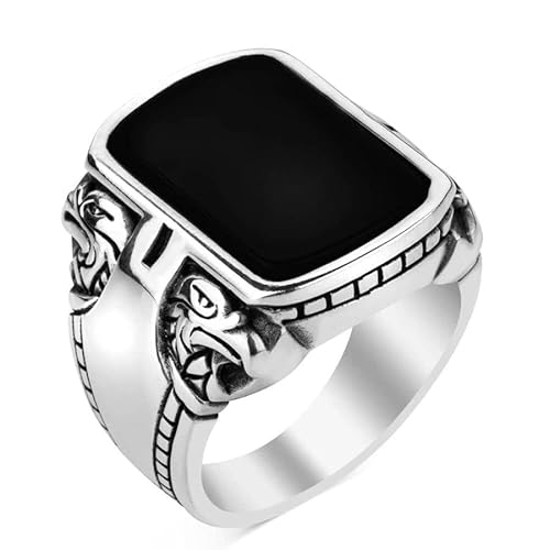 SOHO SILVERS Schwarzer Onyx Stein Sterling Silber Ring für Herren, Handgefertigt 925k Made in Turkey, Evil Eye Ring, Geschenk für ihn (6035950) | 69 Cover