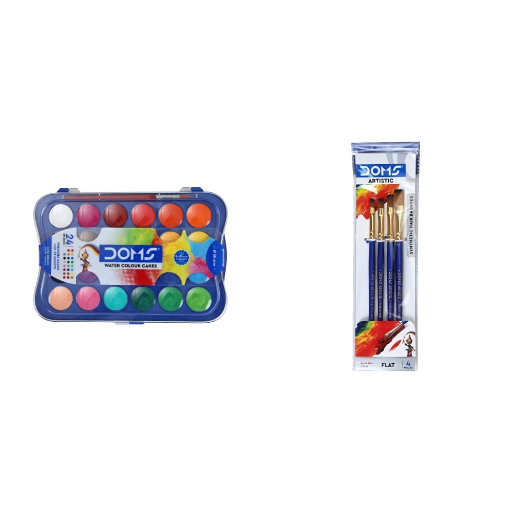 Doms 24 Shades 30mm Water Colour Cakes | Easy To Use Palette Lid | Organic Rich Colour Pigments | Free Brush Inside | Non-Toxic & Safe For Kids | Pack of 1 — Amazon image 6