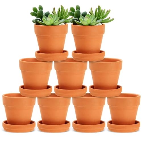 Juvale 9-Pack Small Terracotta Pots With Saucers For Succulents, Clay Flower Planters With Drainage Holes For Indoor, Outdoor Plants, Cactus, Arts And Crafts Projects (3 In) #TOP27