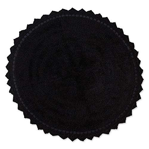 DII Crochet Collection Reversible Bath Mat, Round, 27.5" Diameter, Black