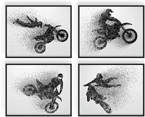 Summit Designs Motocross - Motocross Gifts, Decor For Bedroom Wall, Posters For Wall, Dirt Bike Decor, Art, Bike Art - Unframed Set Of 4 (11x14) Prints