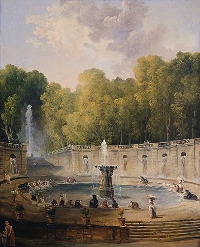 Lavandières dans un parc par Hubert Robert - Impression d'affiches sur toile 60x90cm