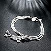 Harlorki Simple 925 Silver Plated Chain 5 Small Love Heart Pendents Charm Wrist Chain Bracelet Bangle Fashion Costume Jewelry for Women Lady Girl