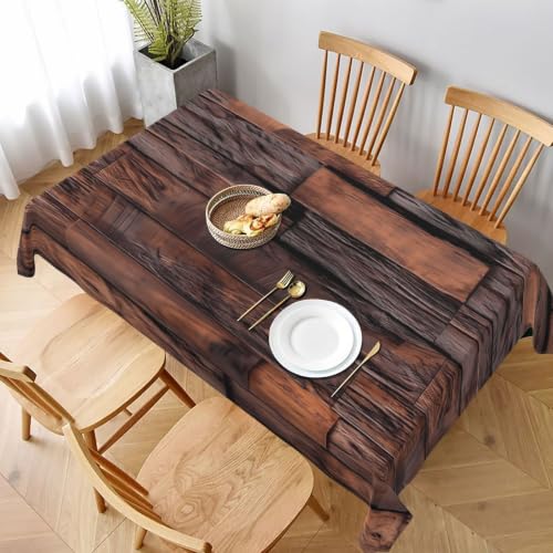mutakin Wood Rectangle Tablecloth Washable Table Cloth 60x90 Inch Table Cover Waterproof for Decoration Kitchen Dining Room